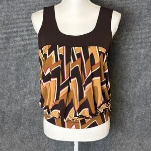 Speechless Geometric Print Blouson Tank Top Womens Medium Brown Sleeveless Y2K